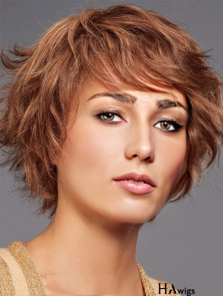 Ladies Wig Layered Short Remy Human Hair Auburn Wigs