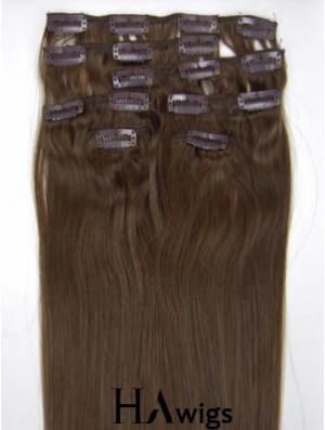 Perfect Brown Straight Remy Human Hair Clip In Hair Extensions