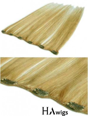 Flexibility Blonde Straight Remy Human Hair Clip In Hair Extensions