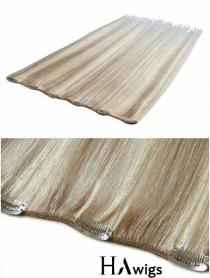 Convenient Blonde Straight Remy Human Hair Clip In Hair Extensions