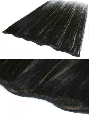 Popular Black Straight Remy Human Hair Clip In Hair Extensions