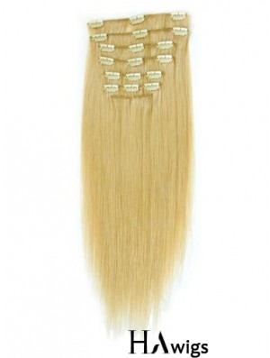 Suitable Blonde Straight Remy Human Hair Clip In Hair Extensions