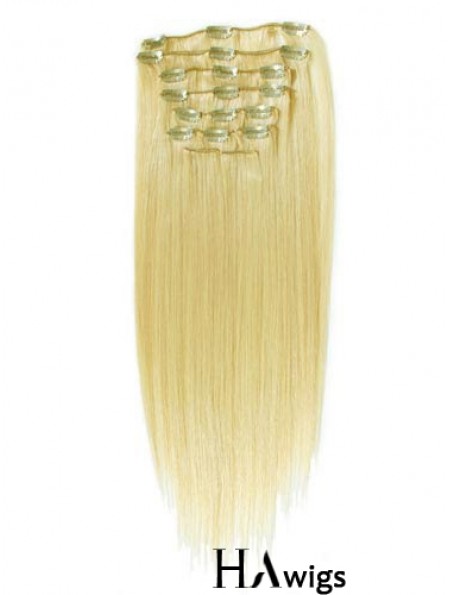 Style Blonde Straight Remy Human Hair Clip In Hair Extensions