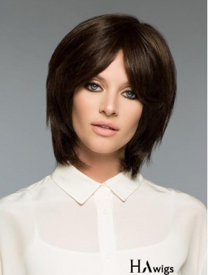 Brown Natural Straight Short Remy Human Hair Bob Wigs