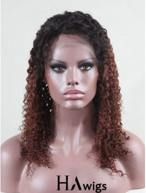 Shoulder Length Curly Without Bangs Full Lace 14 inch Comfortable Black Women Wigs