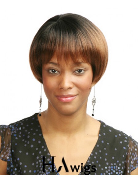 Short Auburn Straight With Bangs Affordable African American Wigs