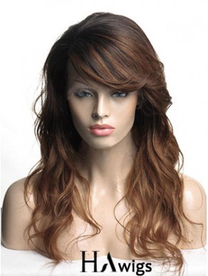 Long Brown Wavy With Bangs Cheapest African American Wigs