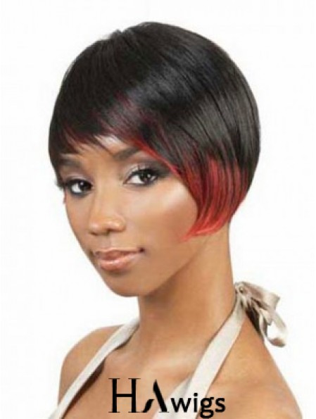 Short Black Straight Layered Fashionable African American Wigs