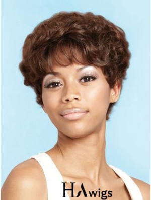 Short Brown Curly Layered Beautiful African American Wigs