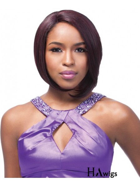 Chin Length Auburn Straight Bobs Style African American Wigs