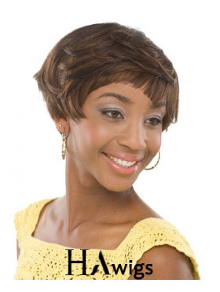 Short Brown Wavy Boycuts Incredible African American Wigs