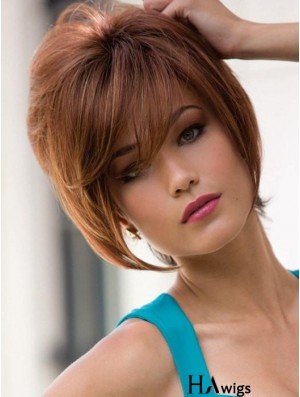 With Bangs Auburn Straight 9 inch Short Synthetic Wigs