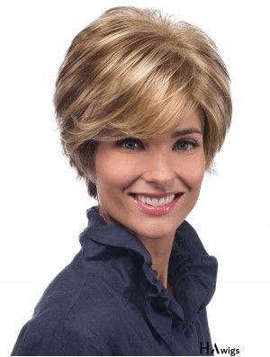 Synthetic Wigs That Look Real Wavy Style Blonde Color With Bangs