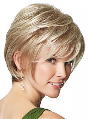 Synthetic Wigs UK Only Straight Style Short Length Blonde Color