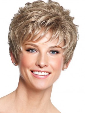 Lace Front Synthetic Wigs With Capless Wavy Style Short Length