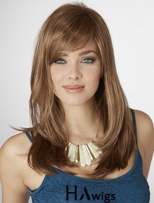 Long Straight Capless With Bangs 16 inch Beautiful Synthetic Wigs