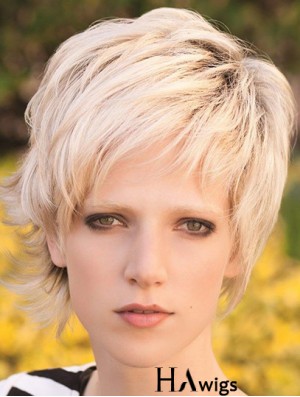 Discount 8 inch Straight Blonde Layered Short Wigs