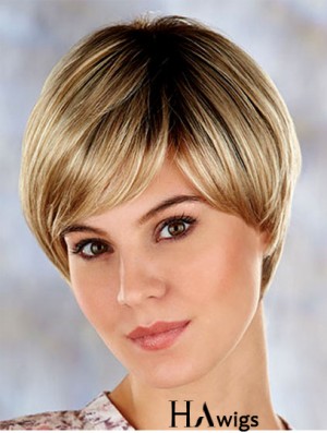 High Quality 7 inch Straight Blonde Layered Short Wigs