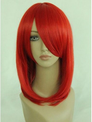 Red Shoulder Length Straight With Bangs 14 inch Online Medium Wigs