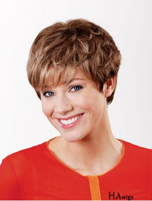 Synthetic Capless 6 inch Boycuts Straight Copper Short Hair Wig