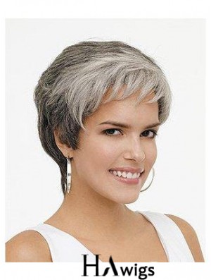 Synthetic Natural Short Wavy Grey Wigs