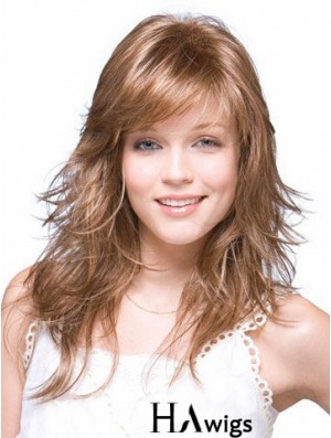 Straight Layered Shoulder Length Brown Suitable Lace Front Wigs