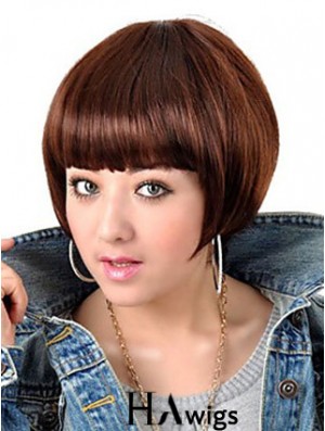 Capless Short Straight Auburn Popular Bob Wigs