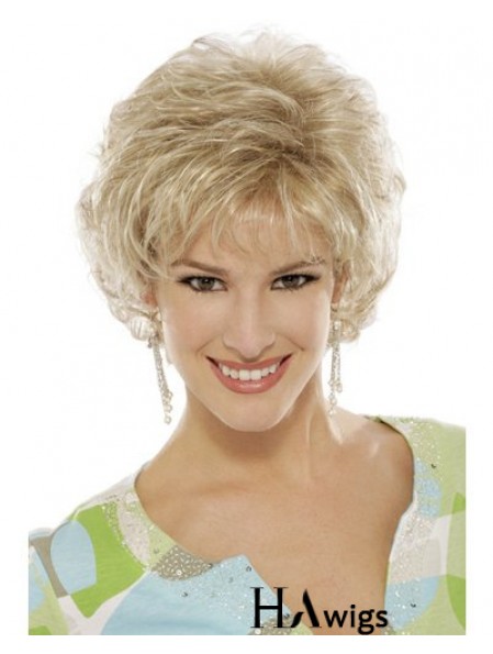 Blonde Curly Wig With Capless Short Length Classic Cut