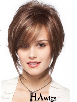 Bobs Wavy Brown Capless Designed Short Wigs