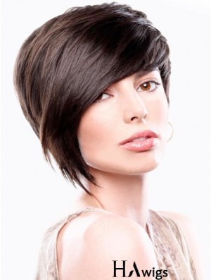 Bobs Straight Brown Capless Sleek Short Wigs