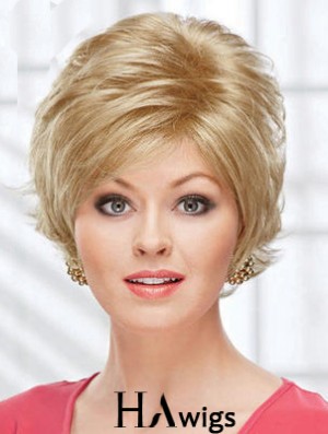 8 inch Beautiful Wavy Layered Blonde Short Wigs