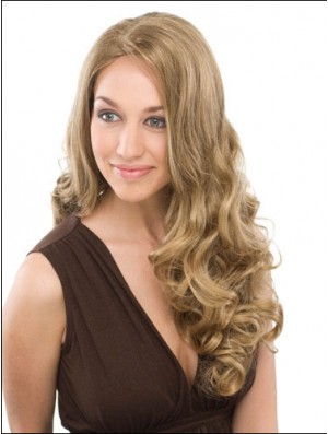 Suitable Blonde Curly Without Bangs Capless Long Wigs