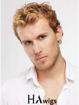 Blonde Short Curly Capless Curly Synthetic Wig Men