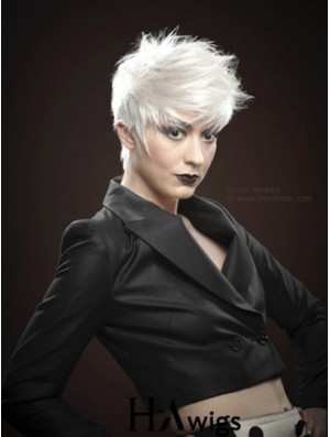 Mono Short Wigs With Remy Monofilament Boycuts Straight Style