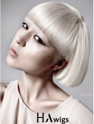 Lace Front Bobs Short Straight 10 inch Platinum Blonde Great Fashion Wigs