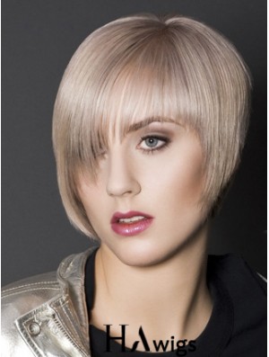 Capless Boycuts Short Straight 10 inch Platinum Blonde Sleek Fashion Wigs