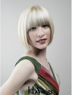 Full Lace Bobs Chin Length Straight 10 inch Platinum Blonde Designed Fashion Wigs