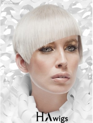 Lace Front Boycuts Short Straight 8 inch Platinum Blonde Cheapest Fashion Wigs