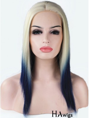 16 inch Ombre/2 Tone Long Without Bangs Straight Fashionable Lace Wigs