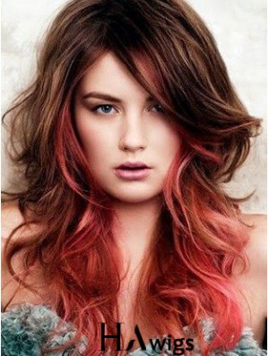 Great Ombre/2 Tone Long Wavy With Bangs 22 inch Human Lace Wigs