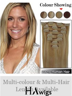 Durable Blonde Straight Remy Human Hair Clip In Hair Extensions