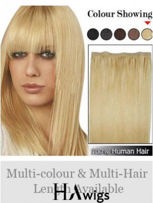 Straight Remy Human Hair Blonde Suitable Weft Extensions