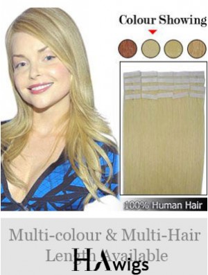 Blonde Straight Fashionable Remy Human Hair Tape In Hair Extensions