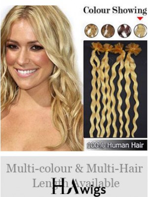 Blonde Curly Great Nail/U Tip Hair Extensions