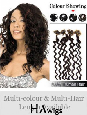 Black Curly Comfortable Nail/U Tip Hair Extensions