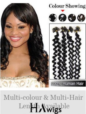 Black Curly Trendy Nail/U Tip Hair Extensions