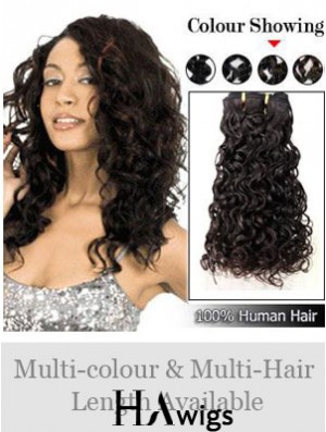 Curly Remy Human Hair Black Modern Weft Extensions