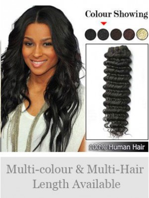 Wavy Remy Human Hair Black Flexibility Weft Extensions