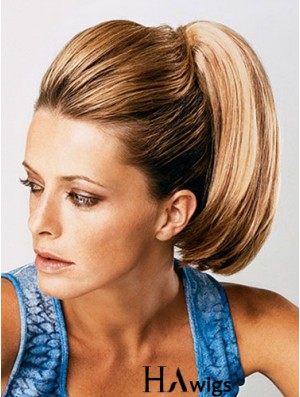 Ponytail Extensions Straight Style With Synthetic Brown Color